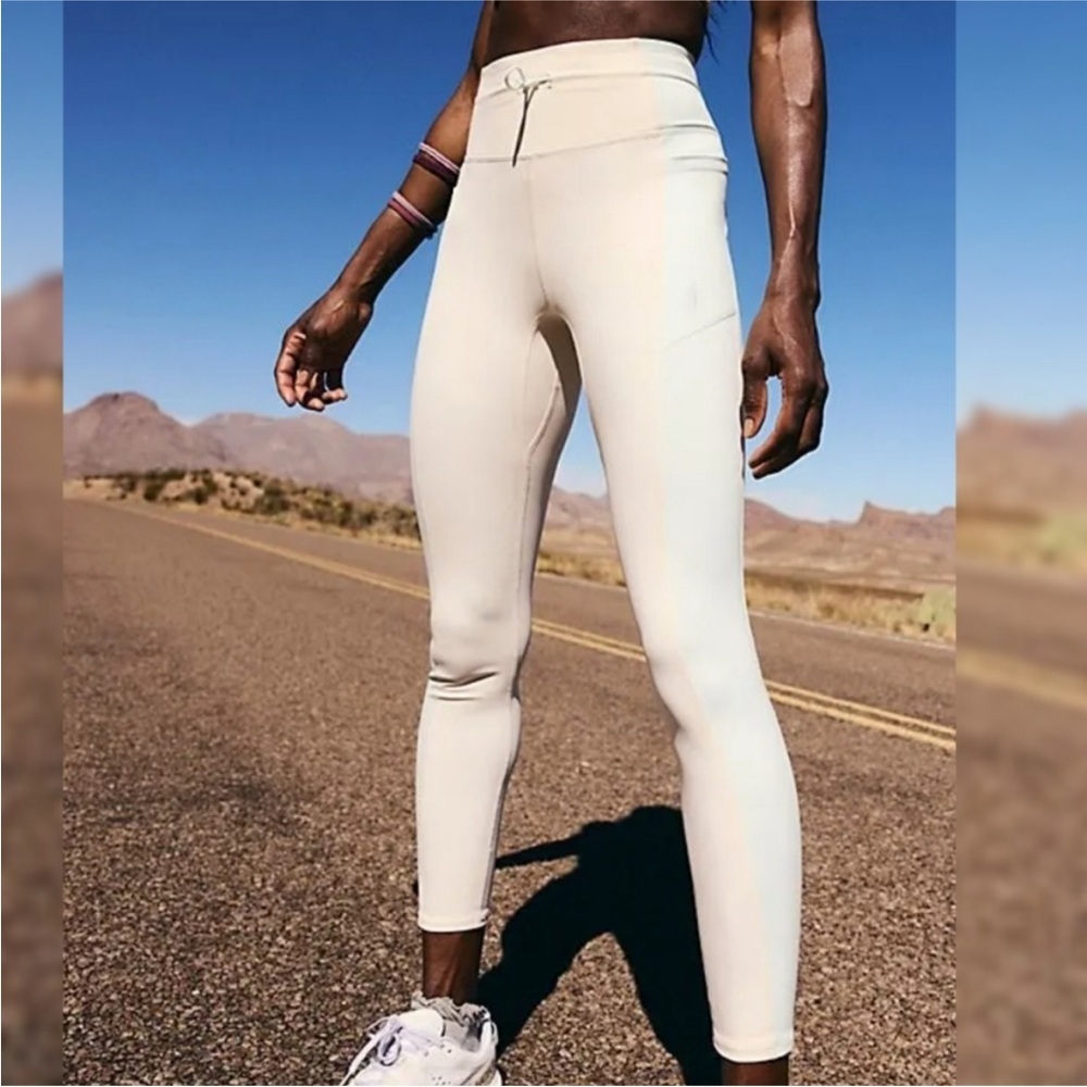Free People Find Your Way Colorblock Blue Cream High Rise Leggings